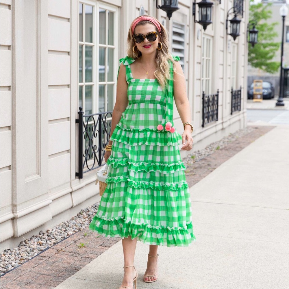 Green gingham dress